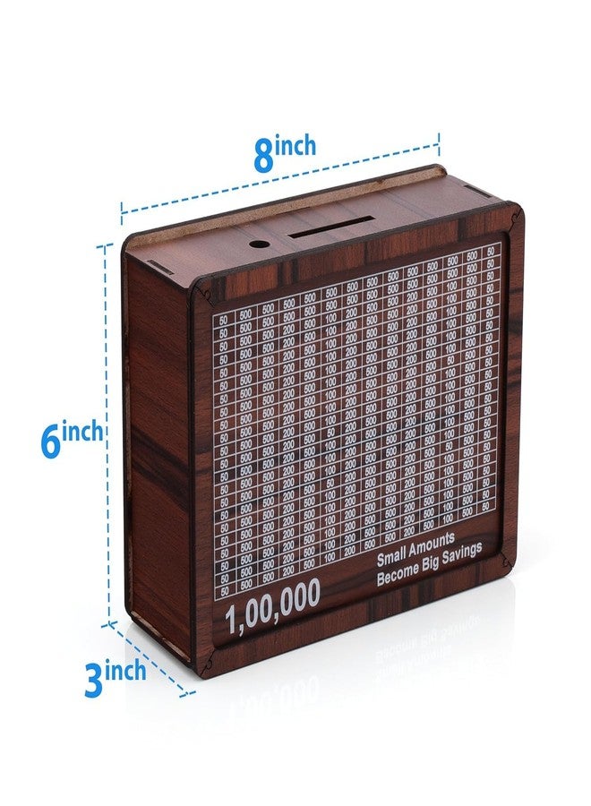 Japak Money Bank Wooden Piggy Bank for Kids & Adults, Coin Box with Carved Design, Savings Box, Mini Bank, Wooden Coin Box, Money Saver, Piggy Bank with Numbers (Pack of 1) - Image 2